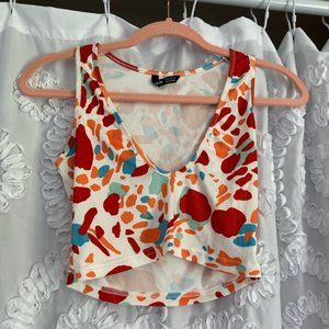 Multicolor deep v tank top